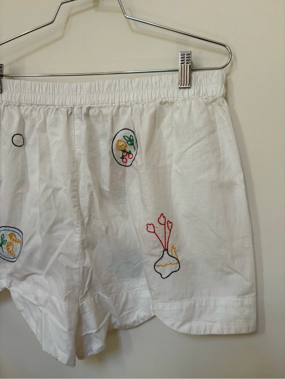 NWOT Celandine Picnic Embroidered Poplin Scalloped Pull-On Shorts Size XL